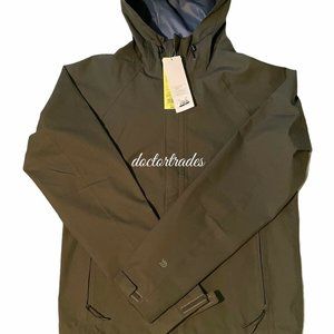 New All In Motion Men's Olive Breathable Zip-Up Waterproof Hooded Jacket Size S